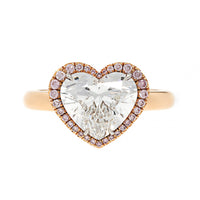 18K Rose Gold Heart Shaped Diamond Halo Ring
