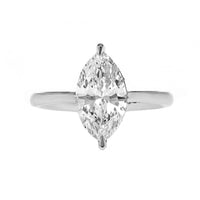Platinum Solitaire Marquise Diamond Hidden Halo Engagement Ring