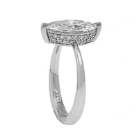 Platinum Solitaire Marquise Diamond Hidden Halo Engagement Ring