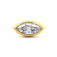 18K Yellow Gold Bezel Set Marquise Diamond Engagement Ring