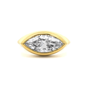 18K Yellow Gold Bezel Set Marquise Diamond Engagement Ring