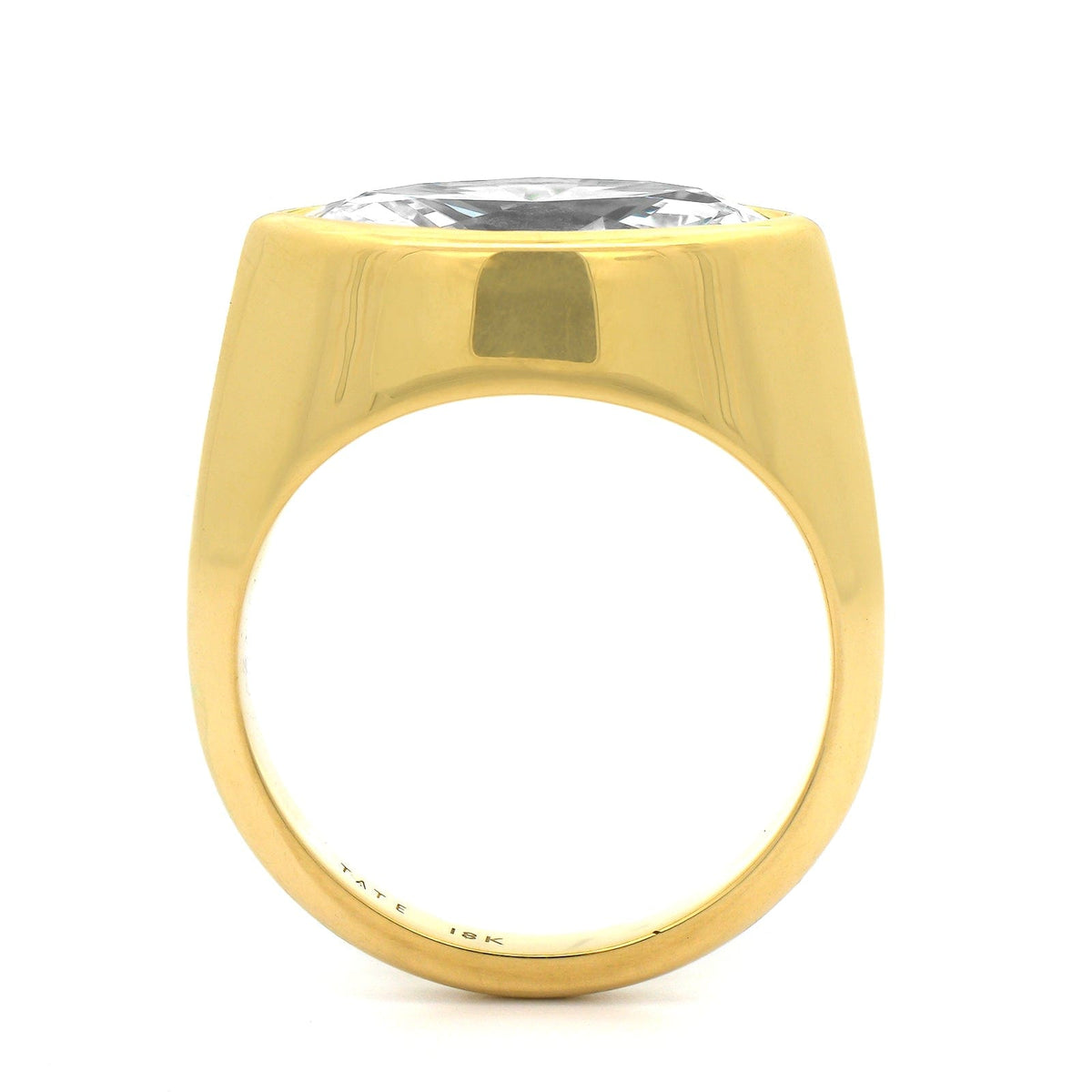 18K Yellow Gold Bezel Set Marquise Diamond Engagement Ring