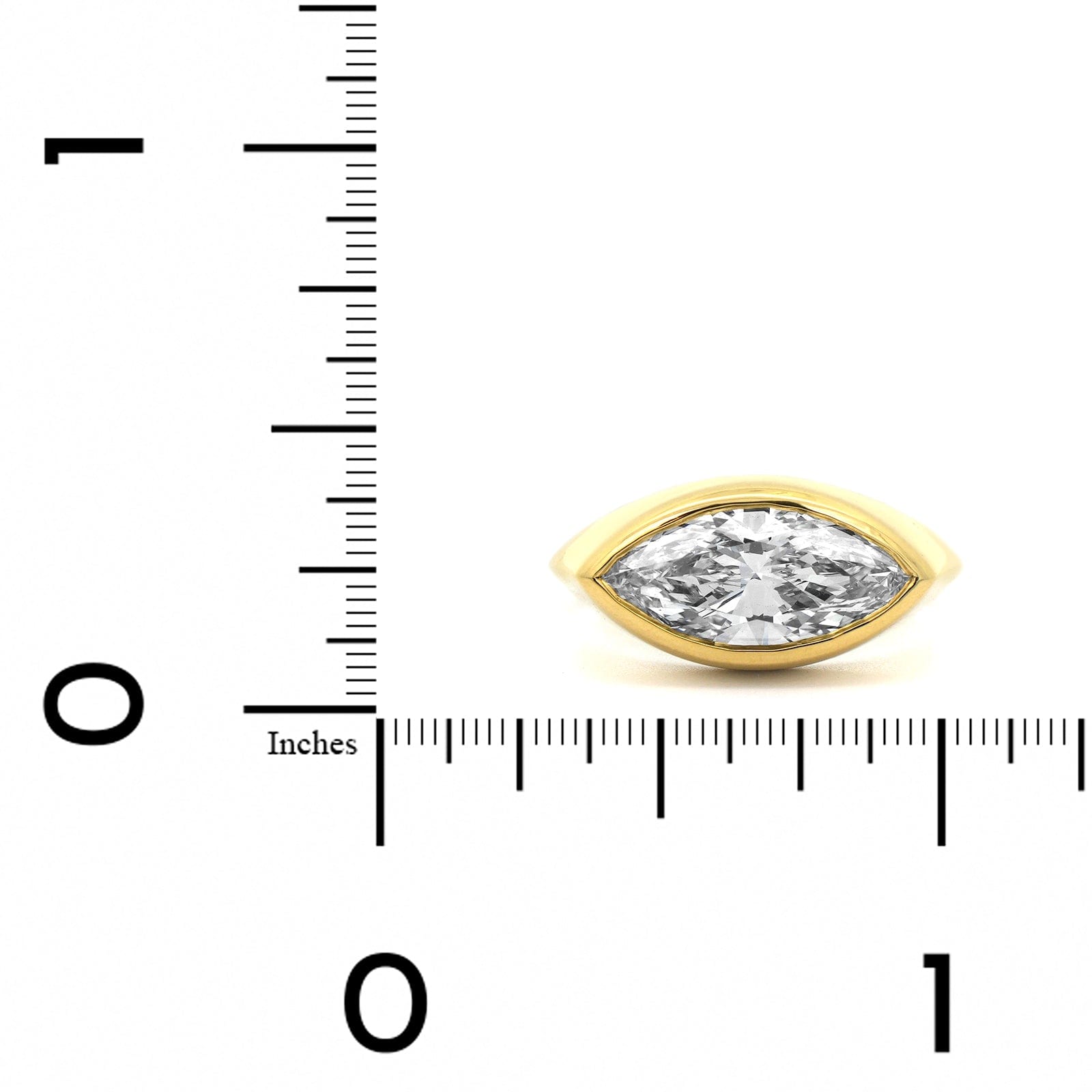 18K Yellow Gold Bezel Set Marquise Diamond Engagement Ring