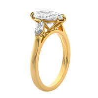 18K Yellow Gold 3 Stone Marquise Shaped Diamond Ring