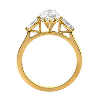 18K Yellow Gold 3 Stone Marquise Shaped Diamond Ring