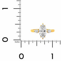 18K Yellow Gold 3 Stone Marquise Shaped Diamond Ring