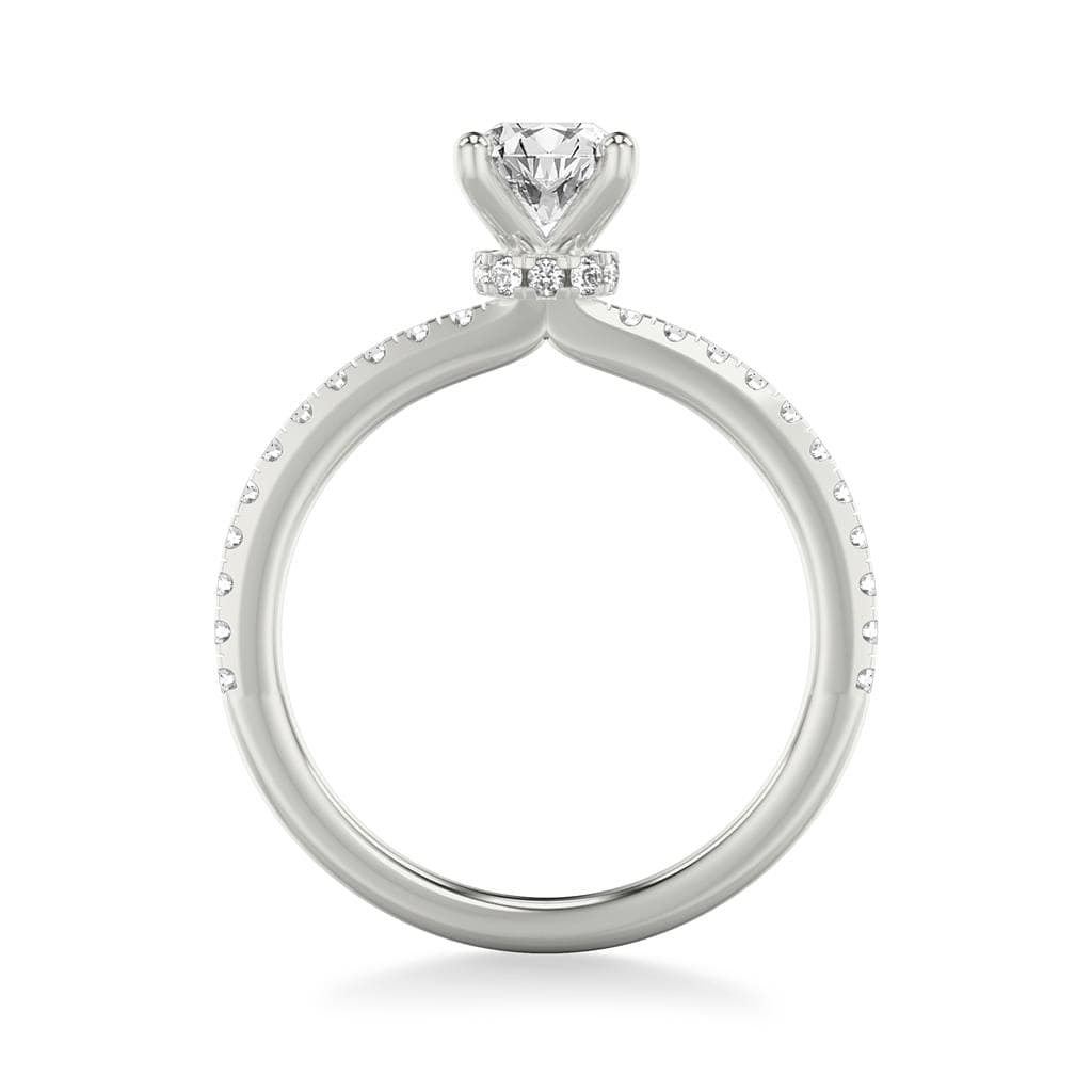 Platinum Oval Diamond with Diamond Gallery Engagement Ring