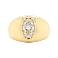 18K Yellow Gold Oval Shaped Diamond Ring