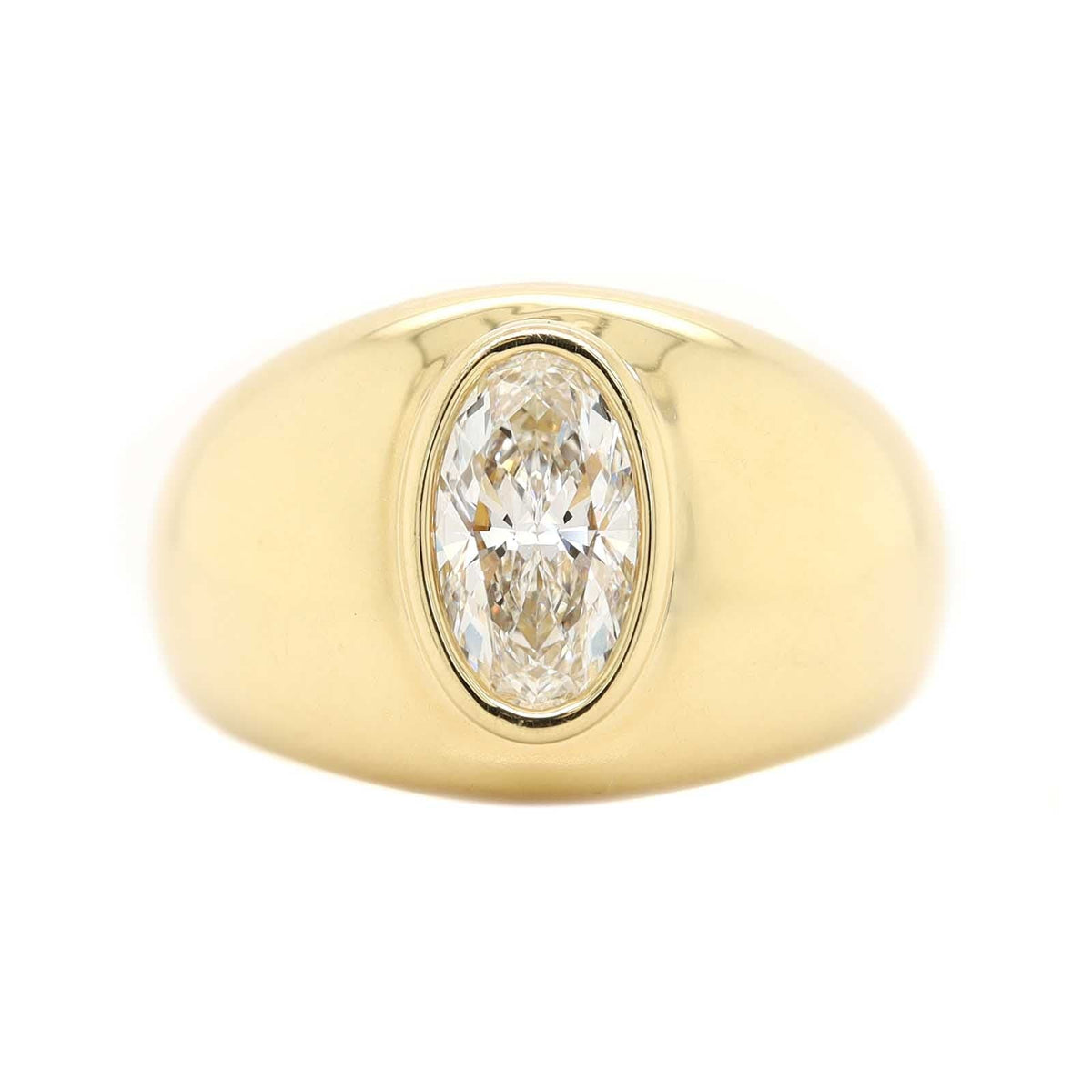 18K Yellow Gold Oval Shaped Diamond Ring