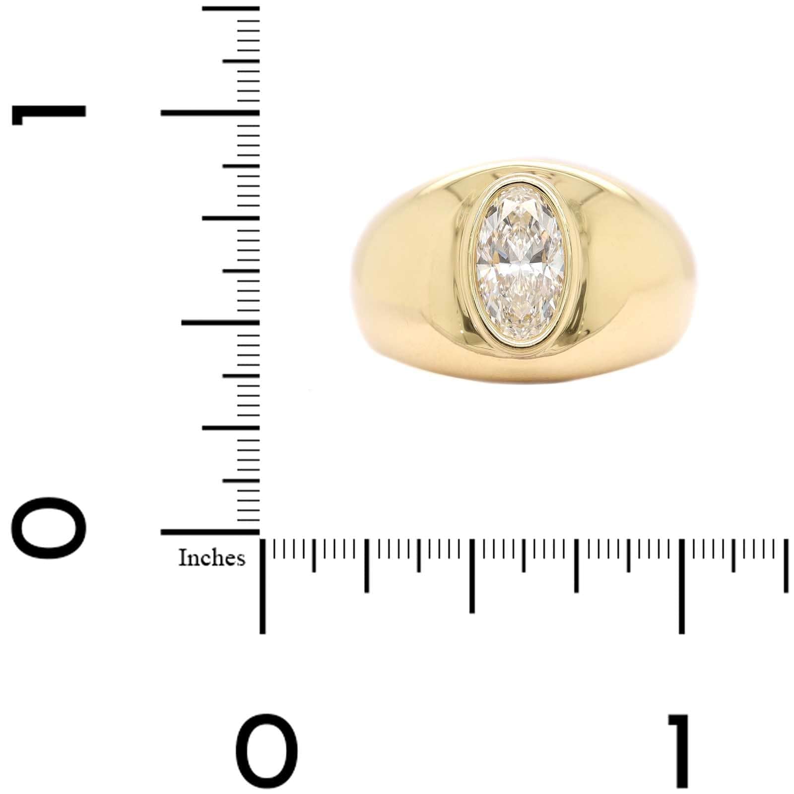 18K Yellow Gold Oval Shaped Diamond Ring