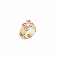 Sorellina 18K Yellow Gold Pink Sapphire Heart Bypass Ring