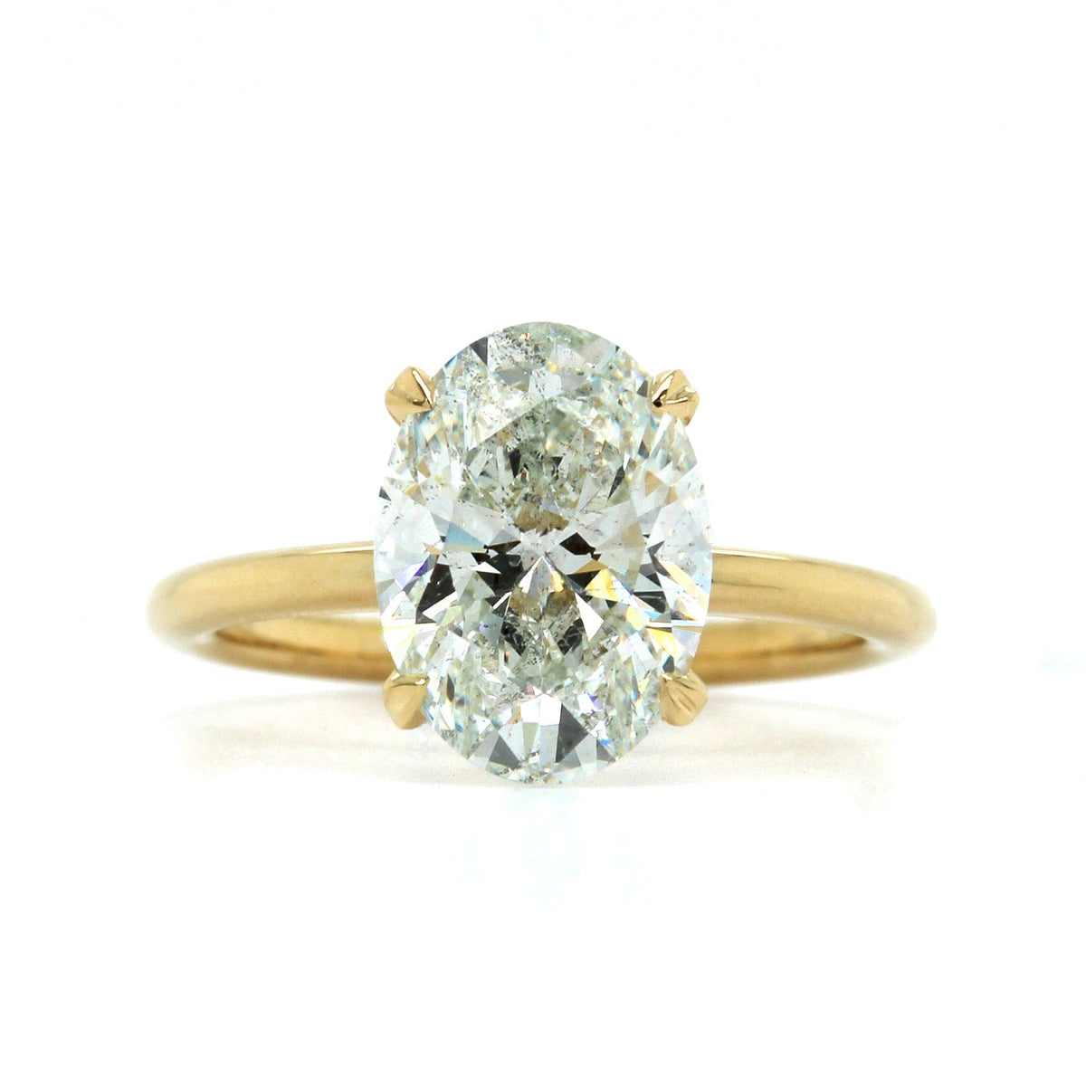 18K Yellow Gold Oval Diamond Solitaire Engagement Ring