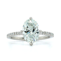 Platinum Oval Diamond Hidden Halo Engagement Ring
