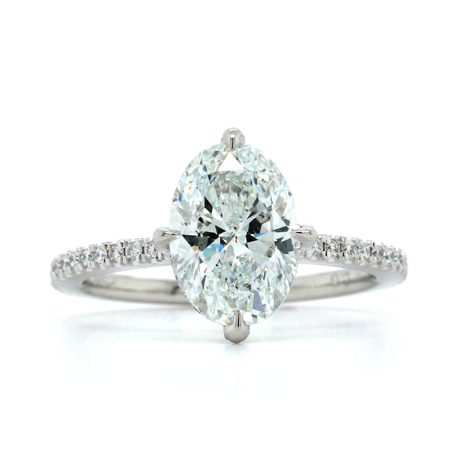 Platinum Oval Diamond Hidden Halo Engagement Ring