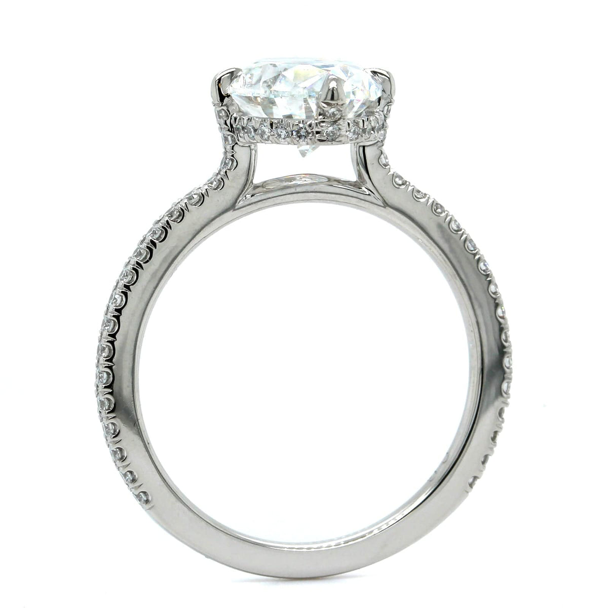 Platinum Oval Diamond Hidden Halo Engagement Ring
