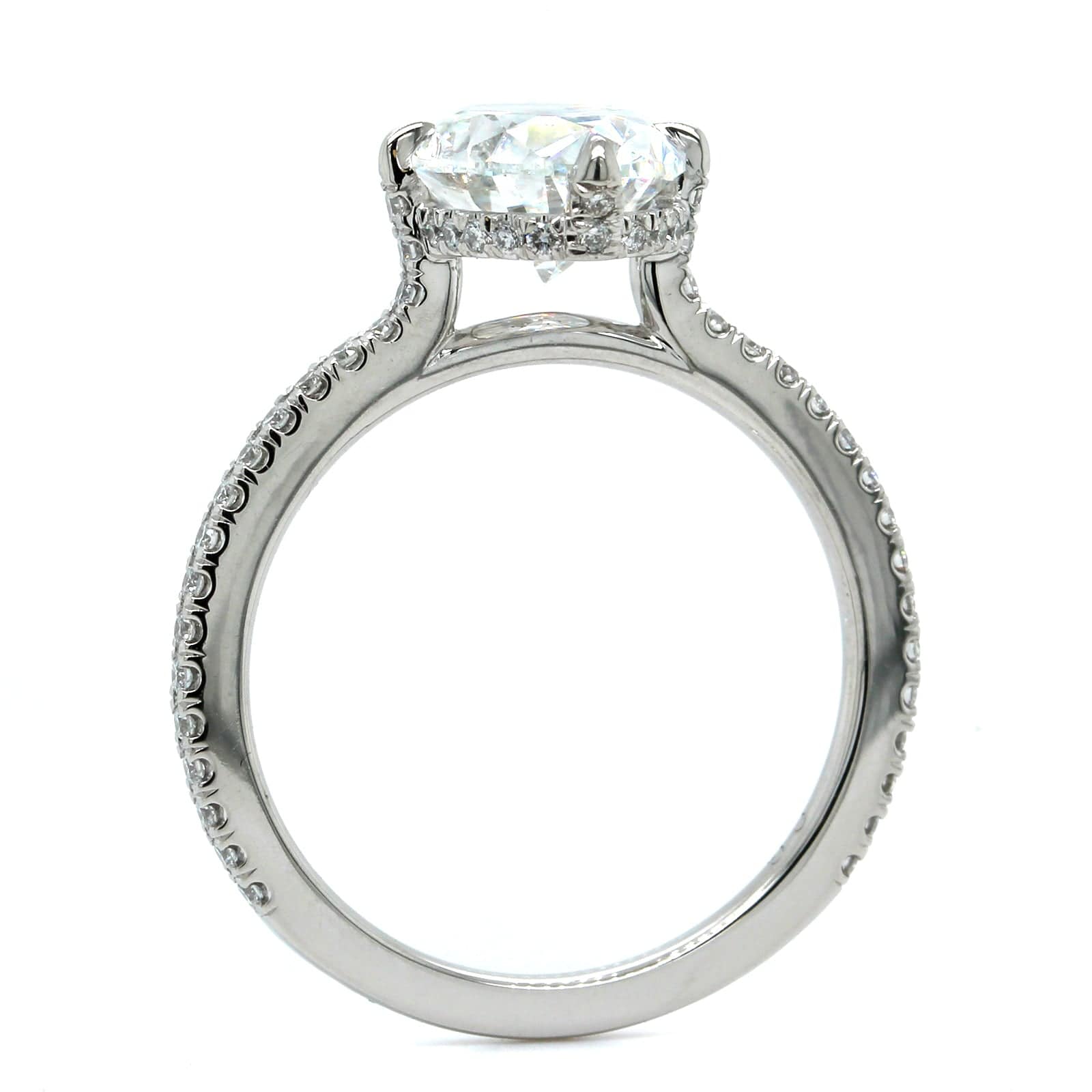 Platinum Oval Diamond Hidden Halo Engagement Ring
