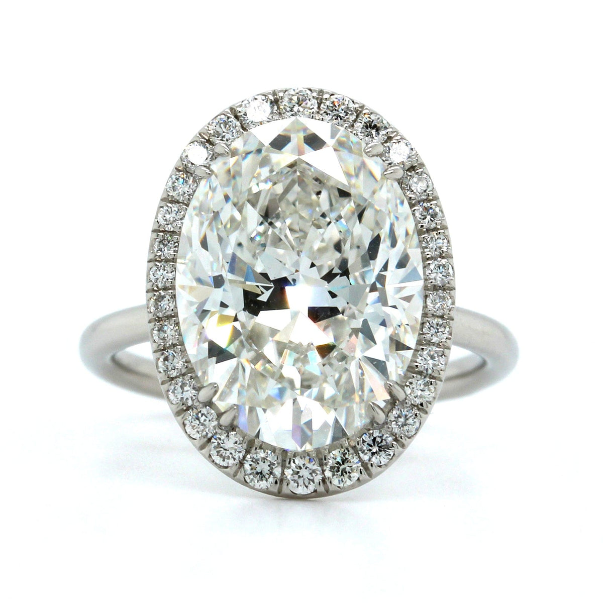 Platinum Oval Diamond Halo Engagement Ring
