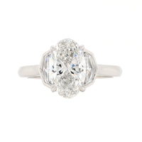 Platinum Oval and Cadillac Cut Diamond Engagement Ring