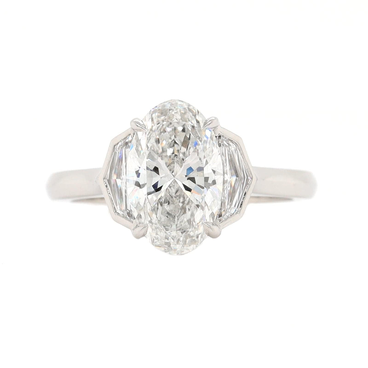 Platinum Oval and Cadillac Cut Diamond Engagement Ring