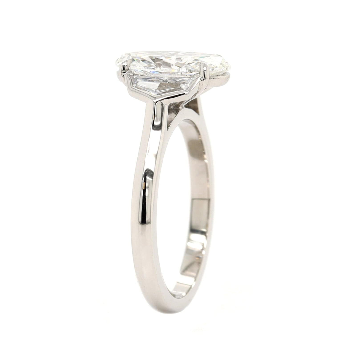 Platinum Oval and Cadillac Cut Diamond Engagement Ring