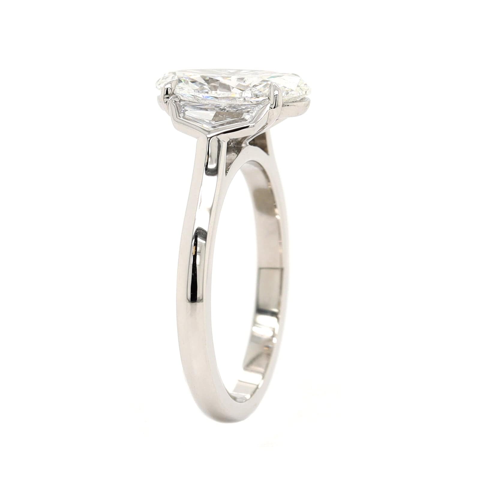 Platinum Oval and Cadillac Cut Diamond Engagement Ring