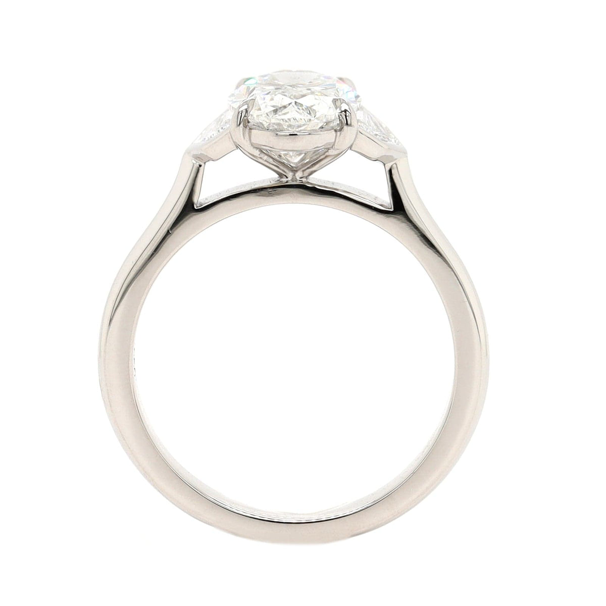 Platinum Oval and Cadillac Cut Diamond Engagement Ring