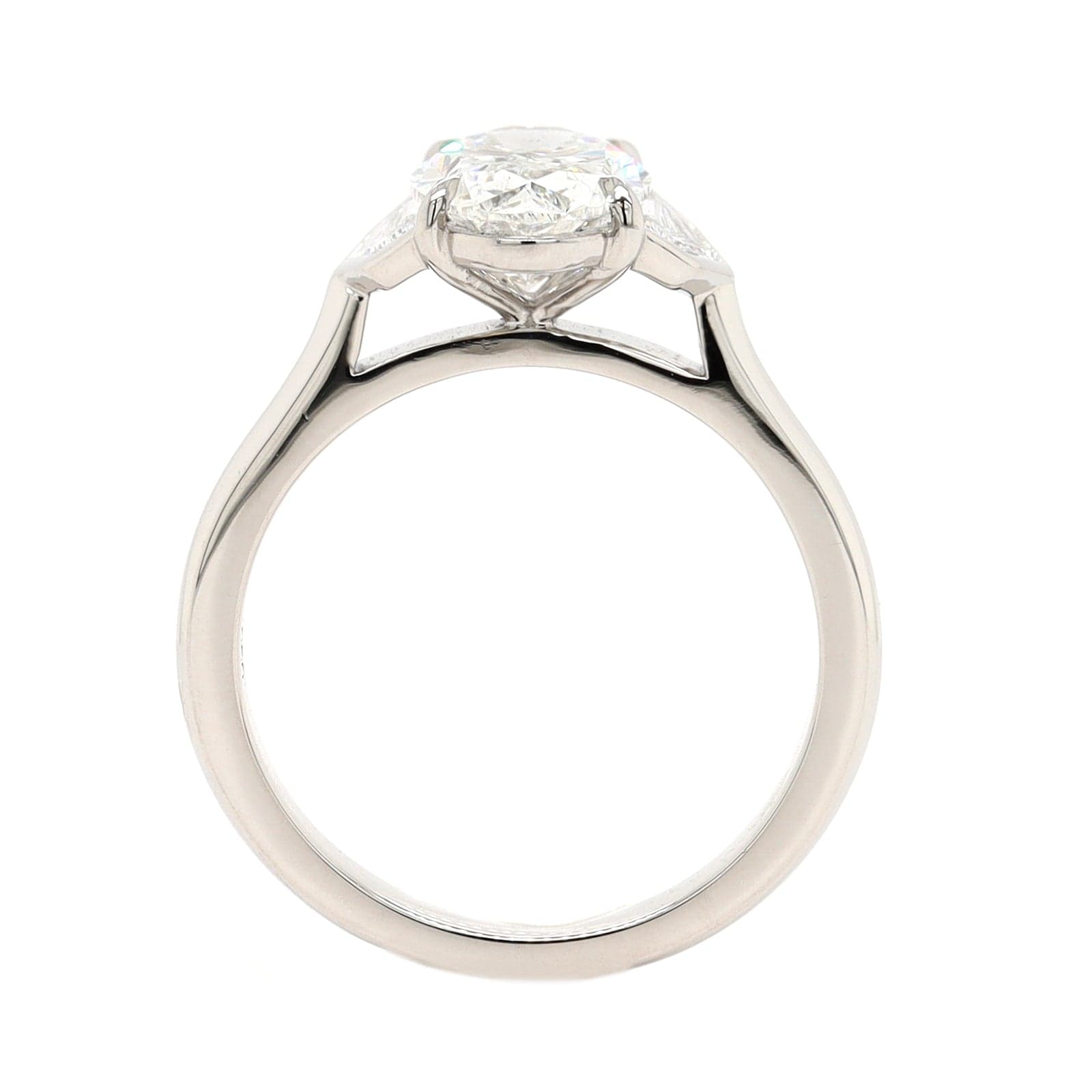 Platinum Oval and Cadillac Cut Diamond Engagement Ring