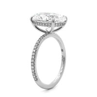 Platinum Oval Cut and Hidden Diamond Halo Engagement Ring