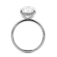 Platinum Oval Cut and Hidden Diamond Halo Engagement Ring