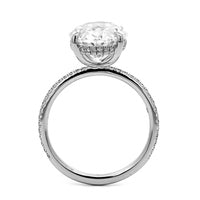 Platinum Oval Cut and Hidden Diamond Halo Engagement Ring
