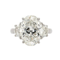 Platinum 3 Stone Oval Diamond Engagement Ring