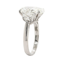 Platinum 3 Stone Oval Diamond Engagement Ring