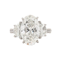 Platinum 3 Stone Oval Diamond Engagement Ring