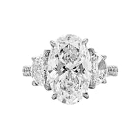 Platinum 3 Stone Oval Diamond Engagement Ring