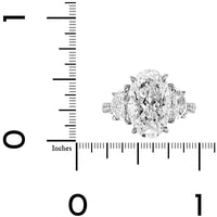 Platinum 3 Stone Oval Diamond Engagement Ring