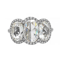 Bayco Platinum 3 Stone Rose Cut Diamond Ring