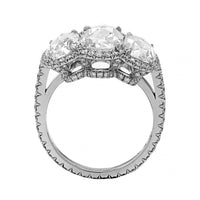Bayco Platinum 3 Stone Rose Cut Diamond Ring