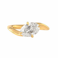 18K Yellow Gold 4 Prong Oval Diamond Engagement Ring