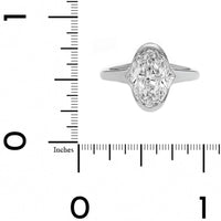 Platinum Semi Bezel Set Oval Diamond Engagement Ring