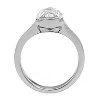 Platinum Semi Bezel Set Oval Diamond Engagement Ring