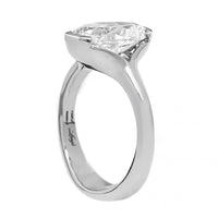 Platinum Semi Bezel Set Oval Diamond Engagement Ring