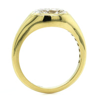 18K Yellow Gold Oval Diamond Bezel Set Engagement Ring