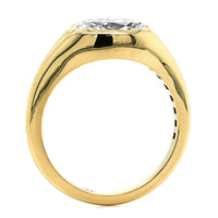 18K Yellow Gold Oval Diamond Bezel Set Engagement Ring