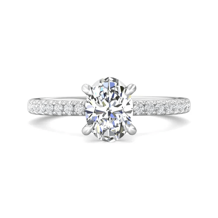 Platinum Oval Diamond with Hidden Halo Engagement Ring