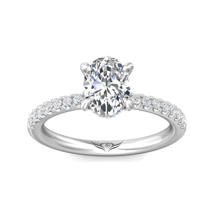 Platinum Oval Diamond with Hidden Halo Engagement Ring
