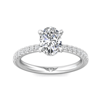 Platinum Oval Diamond with Hidden Halo Engagement Ring