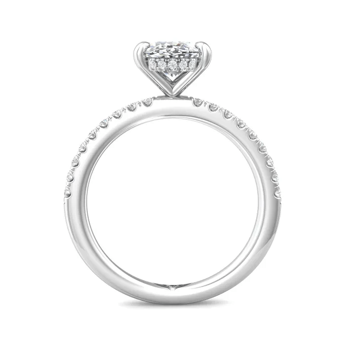 Platinum Oval Diamond with Hidden Halo Engagement Ring