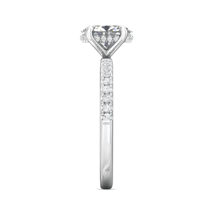 Platinum Oval Diamond with Hidden Halo Engagement Ring