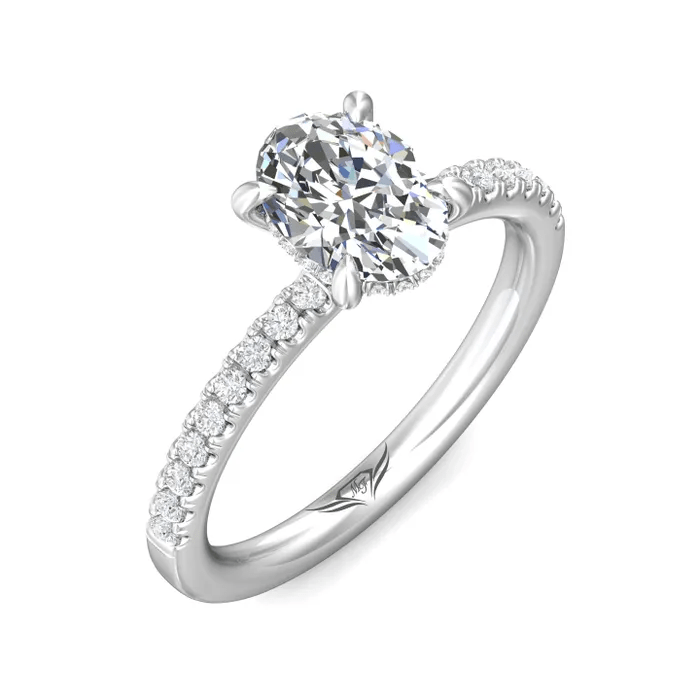 Platinum Oval Diamond with Hidden Halo Engagement Ring