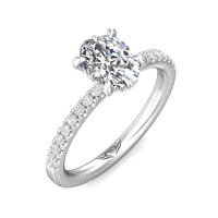 Platinum Oval Diamond with Hidden Halo Engagement Ring
